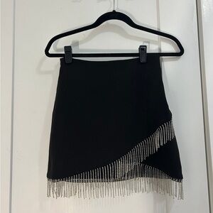 Zara Black Asymmetrical Mini Skirt with Rhinestones